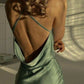Sheath Long Evening Dress Backless Green Prom Dresses B264