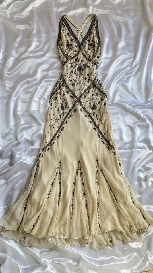 Sparkly Mermaid Sleeveless Straps Champagne Long Prom Dress B312
