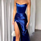 Simple Mermaid Sleeveless Royal Blue Long Prom Dress B335