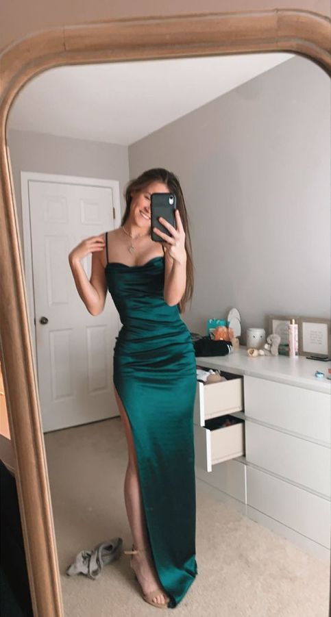 Simple Green Mermaid Halter Prom Dress Evening Dress B350