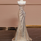 Robe de bal longue sexy sirène bordeaux à paillettes B361