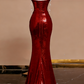 Robe de bal longue sexy sirène bordeaux à paillettes B361