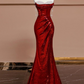 Robe de bal longue sexy sirène bordeaux à paillettes B361