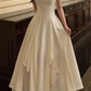 Modest A line Straps White Long Prom Dress B378
