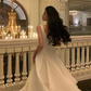 Modest A line Straps White Long Prom Dress B378