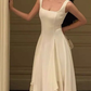 Modest A line Straps White Long Prom Dress B378