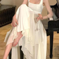 Modest A line Straps White Chiffon Prom Dress B380