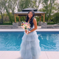 Sexy Ball Gown Straps Sleeveless Light Sky Blue Tulle Prom Dress B385