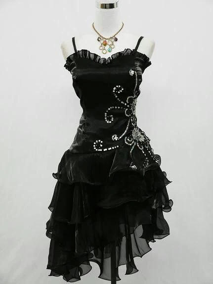 Robe de bal courte noire, sexy, bretelles fourreau, sans manches, B386