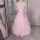 Sexy A Line Sleeveless Pink Floral Prom Dress B392