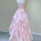 Fairy A Line Sleeveless Pink Long Floral Prom Dress B393