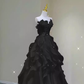 Fairy A Line Sleeveless Black Chiffon Long Floral Prom Dress B395