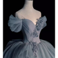 Fairy Ball Gown Off The Shoulder Gray Long Prom Dress B397