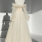 Simple A Line Strapless Tulle Long Prom Dress B402