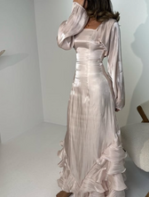 Simple Straps Pink Sheath Long Party Evening Dress cc2583