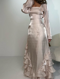 Elegant Straps V Neck Sheath Printed Long Party Dress, DP4283