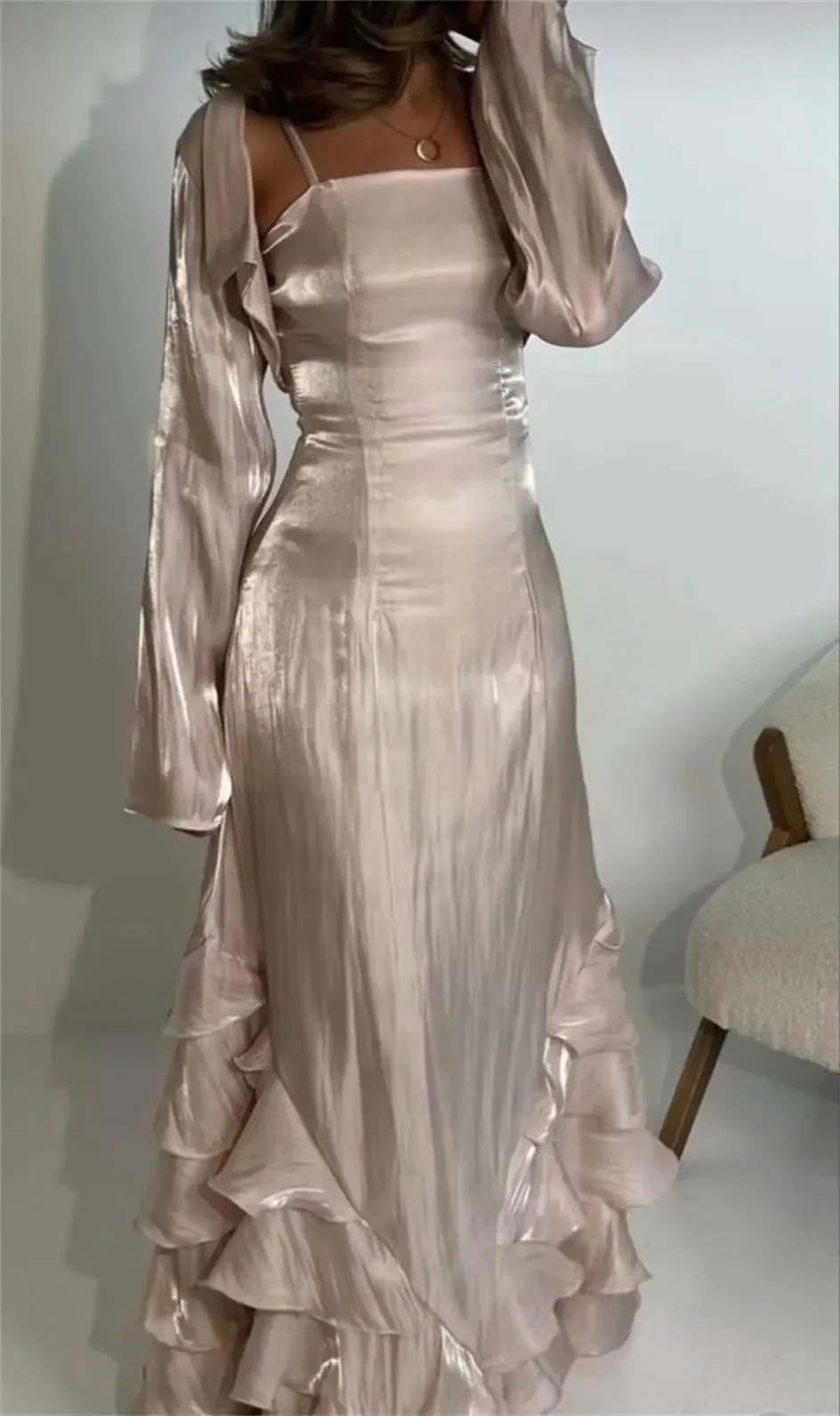 Elegant Sheath Straps Pink Long Prom Dress B437