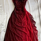 Robe de bal Vintage en mousseline de soie, ligne A, longue, épaules dénudées, bordeaux, B449