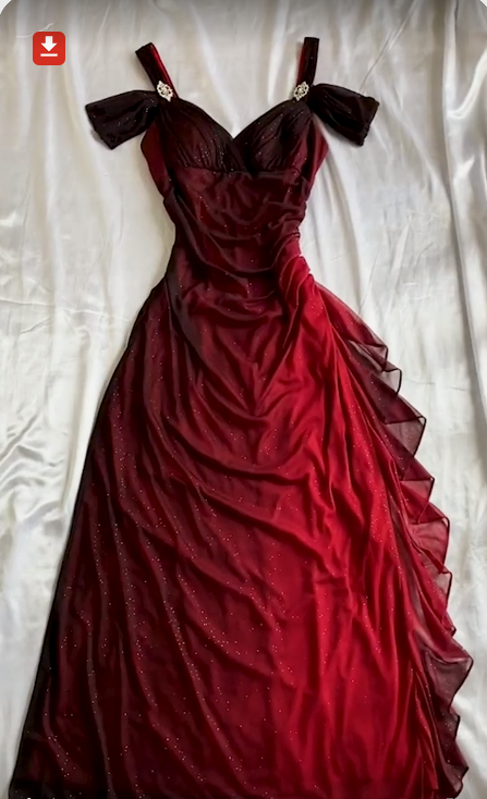 Vintage A line Long Off The Shoulder Burgundy Chiffon Prom Dress B449