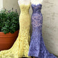 Modest Mermaid Scoop Neckline Long Lace Prom Dress B475