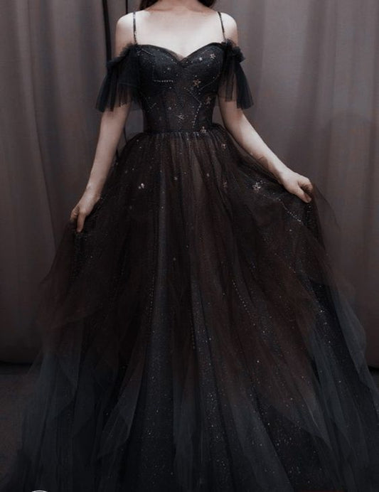 Robe de bal élégante à épaules dénudées longue robe de bal en tulle B493