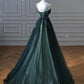 Elegant A line Dark Green Tulle Long Prom Dress B498