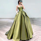 Charming Ball Gown Strapless Olive Green Long Prom Dress B517