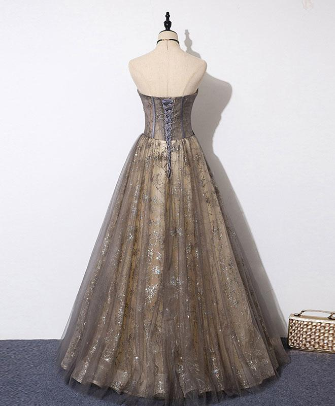 Shiny A line Strapless Long Sequin Prom Dress B576