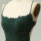 Robe de bal longue en dentelle vert foncé, bretelles sirène sexy, B604