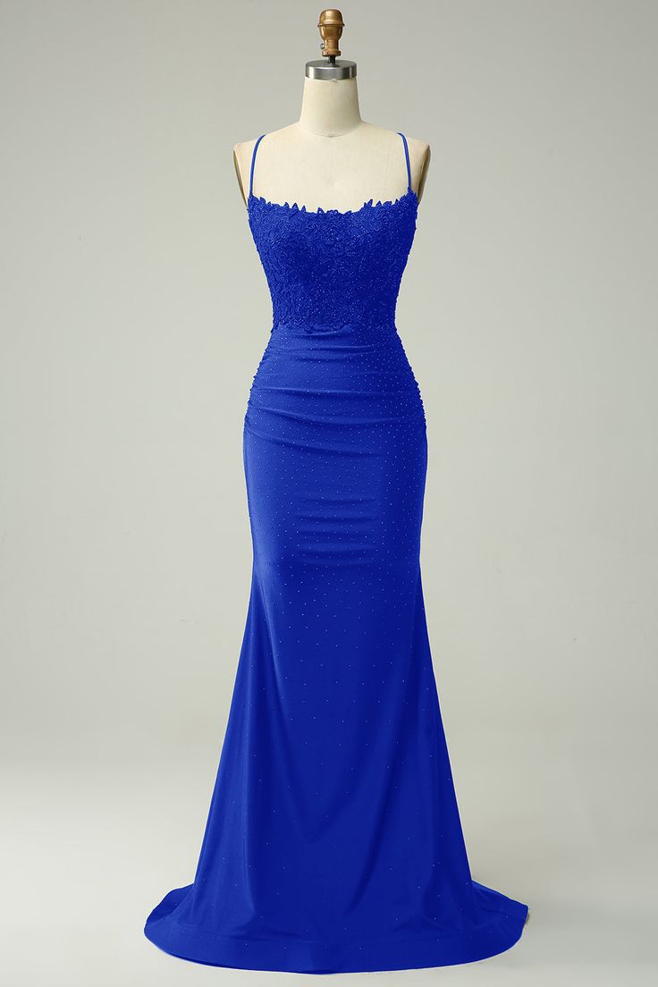 Sexy Mermaid Straps Dark Green Long Lace Prom Dress B604