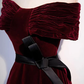 A-Line Off Shoulder Velvet Burgundy Long Prom Dress B622