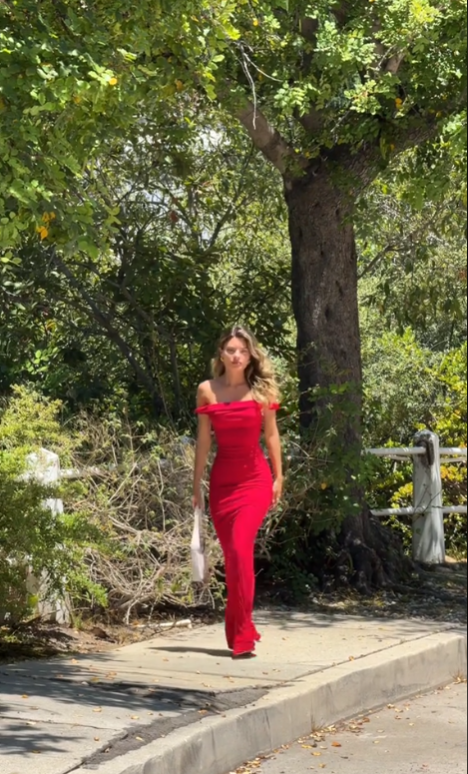 Vintage Sheath Off The Shoulder Red Satin Evening Dress Prom Dresses Birthday Outfits BD2520