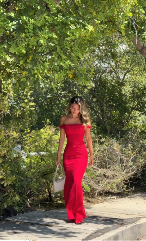 Vintage Sheath Off The Shoulder Red Satin Evening Dress Prom Dresses Birthday Outfits BD2520