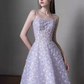 Sexy A Line Sleeveless Lilac Floral Long Prom Dress C01