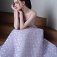 Sexy A Line Sleeveless Lilac Floral Long Prom Dress C01