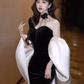 Robes de bal longues noires sexy sirène sans bretelles C03