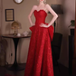 Robe de bal longue en dentelle rouge, ligne A, sexy, chérie, C05