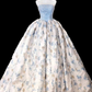 Robe de bal simple bleu Satin Floral longues robes de bal C103