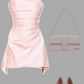 Modest Sheath Strapless Pink Satin Homecoming Dress 21st Birthday Outfit C1088