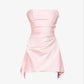 Modest Sheath Strapless Pink Satin Homecoming Dress 21st Birthday Outfit C1088