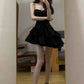 Modest Sheath Strapless Black Satin Homecoming Dress 21st Birthday Outfit C1090