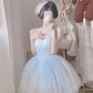 Baby Blue Balletcore Lace Bustier Dress Basque Waist Homecoming Dress Birthday Outfit C1109
