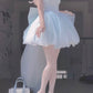 Baby Blue Balletcore Lace Bustier Dress Basque Waist Homecoming Dress Birthday Outfit C1109