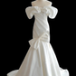 Vintage Mermaid Off The Shoulder Neckline White Long Wedding Dresses C111