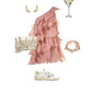 Robe de soirée Vintage en mousseline de soie rose, ligne A, asymétrique épaule dénudée, tenues de 18e anniversaire, C1123