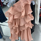 Robe de soirée Vintage en mousseline de soie rose, ligne A, asymétrique épaule dénudée, tenues de 18e anniversaire, C1123