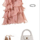 Robe de soirée Vintage en mousseline de soie rose, ligne A, asymétrique épaule dénudée, tenues de 18e anniversaire, C1123
