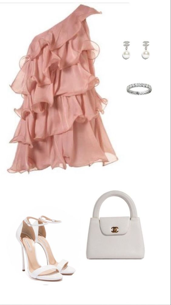 Robe de soirée Vintage en mousseline de soie rose, ligne A, asymétrique épaule dénudée, tenues de 18e anniversaire, C1123