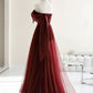 Elegant A Line Burgundy Long Prom Dresses C1149