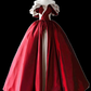 Robe de bal épaules dénudées en satin bordeaux longues robes de bal C115